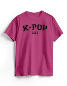 Camiseta Algodão Rosa K-Pop College 12 / Rosa