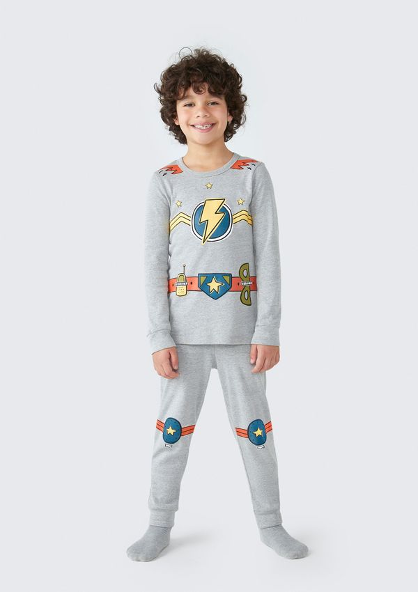 Pijama Longo Infantil Menino Em Ribana - Cinza 006