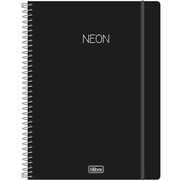 Caderno Universitário 1x1 80 Folhas Neon Preto