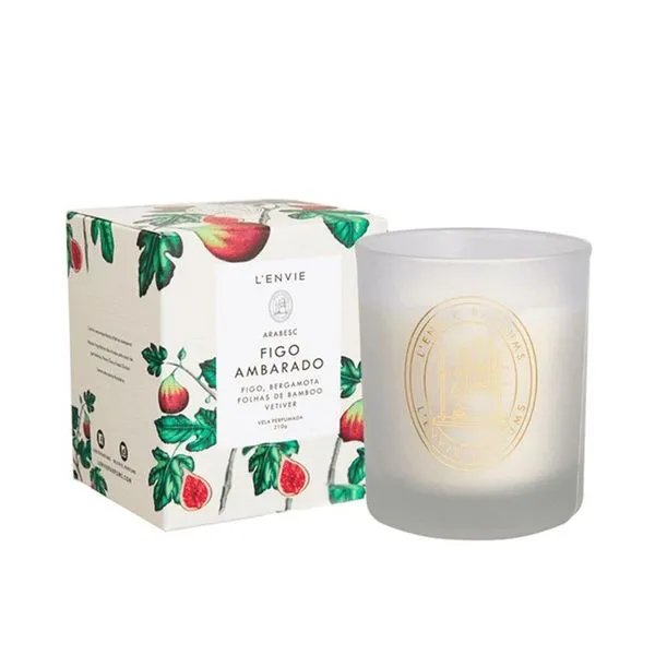 Vela Perfumada Lenvie Linha Arabesc Figo Ambarado 210g