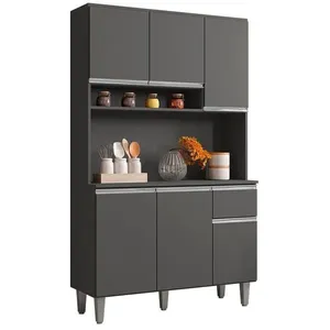 Kit Cozinha Compacta 6 Portas 105 Cm Marcia Cinza Reajl Moveis Cinza