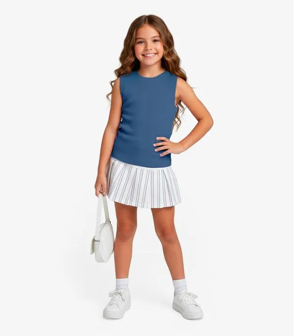 Regata Básica Infantil Menina Lisa Soletex Azul 6