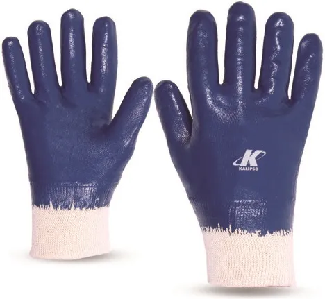 Luva Nitrílica Punho de Malha 8 Azul P - Kalipso