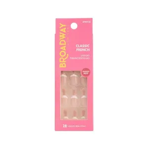 Unhas Postiças Kiss New York Broadway Quadrado Petit Classic French