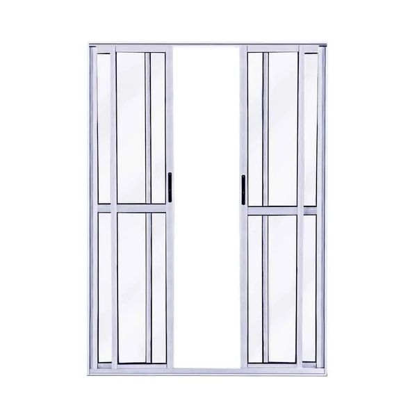 Porta de Correr Atlântica Magnum 4 Folhas de Alumínio Branca 210x150cm Porta de Correr Atlântica 4 Folhas de Alumínio Magnum 210x150cm Branca