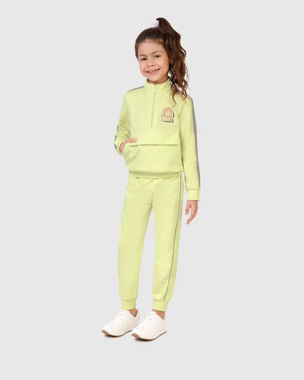 Conjunto Infantil Menina Jaqueta Bolso Lapela Moletom Flanelado Malwee Kids Amarelo - 14