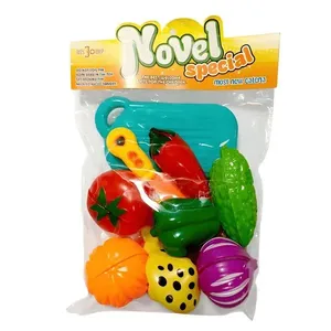 Kit Mini Legumes e Frutas com Velcro 7 Peças com Faca Tábua e Pratinho Educativo Top Kit Mini Legumes e Frutas com Velcro 7 Peças Educativo Top