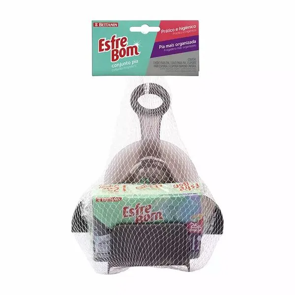 Kit Pia EsfreBom com Rodo, Ralo, Suporte para Esponja e Esponja Diamond Verde