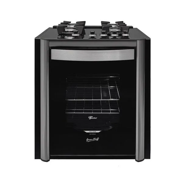 Fogão de Embutir 4 Bocas Fischer Gran Cheff com Grill e Mesa de Vidro Cinza / 220V