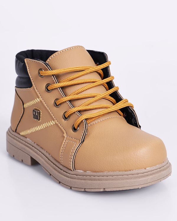 Bota Bebê Ortobaby Coturno Com Cadarço Mostarda 26
