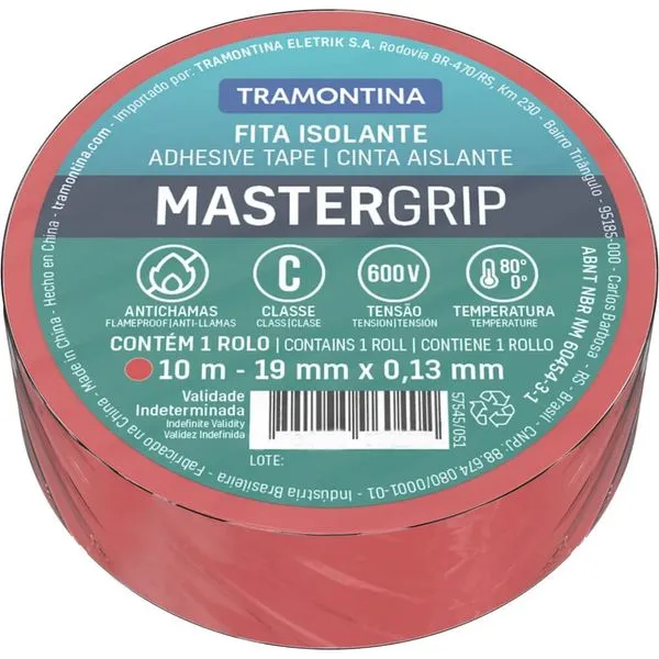 Fita Isolante Vermelha 13mm x 10 Metros - 57545051 - TRAMONTINA