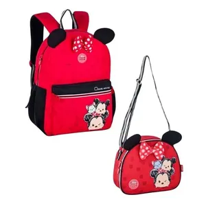 Mochila Escolar Infantil Grande Jac Pack Kit com Bolsinha Transversal Vermelho Temática Disney Mochila Escolar Infantil Jac Pack Grande Vermelho com Bolsinha Transversal Disney