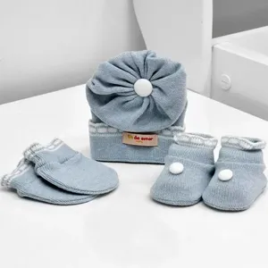 Kit Sapatos Luvas e Touca - 10061-Mescla Azul - P Mescla Azul - P