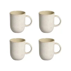 Conjunto de Xícaras Grandes Porto Brasil Coup Latte em Cerâmica Stoneware Off-White 330ml - 4 Peças