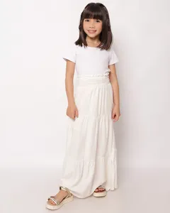 Saia Longa Infantil Lurex Branca 6