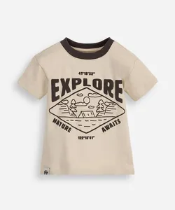 camiseta infantil explore manga curta bege 5