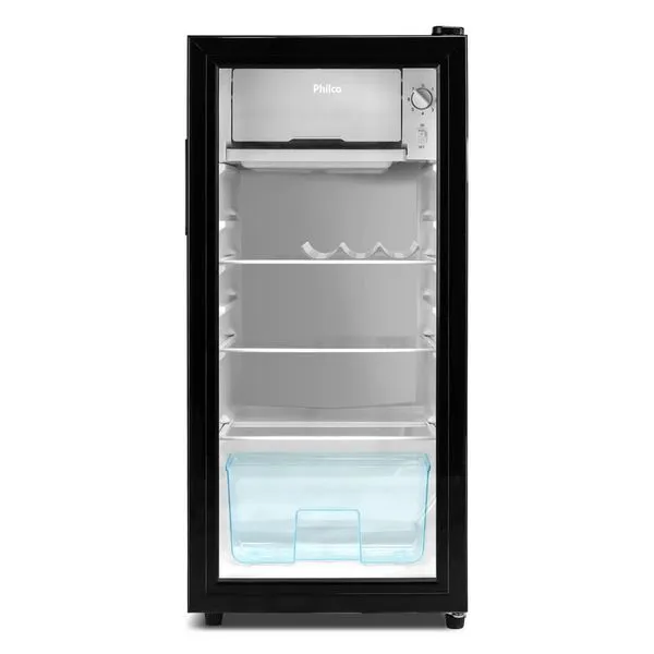 Frigobar Philco PFG105PG 85L Inverse Plus Porta de Vidro Duplo Compacto Preto Frigobar Philco PFG105PG 85L Inverse Plus com Iluminação Interna em LED Preto 110V