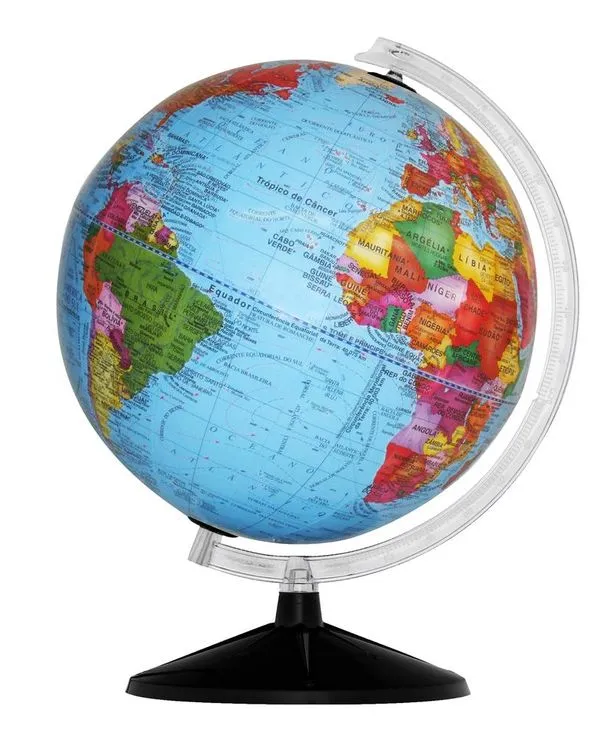 Globo Terrestre Studio Político 30cm Sem Luz Base Preta