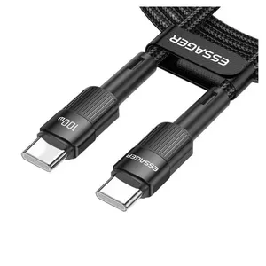 Cabo Essager USB-C 3.0M Nylon 100W EXCTT1-XCC01 Preto