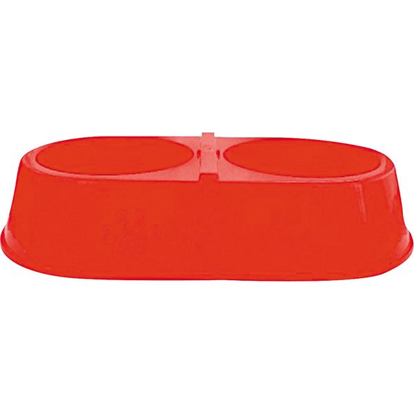 Comedouro Duplo Pet Injet 900ml Patinhas Vermelho