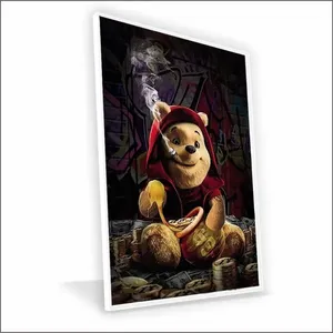 Quadro Ursinho Pooh Vinil Com Vidro Tamanho/moldura 150x100 Caixa Cor Branca