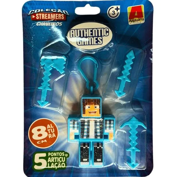 Boneco Articulado Chaveiro Authentic Games Coleção Streamers 8cm 5 Articulações Algazarra Brinquedos Boneco Chaveiro Authentic Games Streamers 8cm Articulado Algazarra Brinquedos