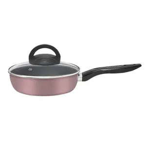 Frigideira Alumínio Antiaderente Tampa de Vidro Rose 18cm 2101809 - Alumínio Marpal