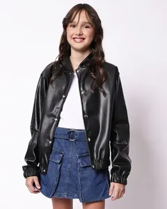 Jaqueta Juvenil PU Oversized Preto 6