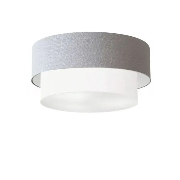 Plafon de Teto Md-3017 Duplo Cilíndrico de Sobrepor com Cúpula em Tecido rústico-cinza-branco Vivare Brasil Iluminação Plafon de Teto Md-3017 Duplo Cilíndrico com Cúpula em Tecido rústico-cinza-branco Vivare Brasil