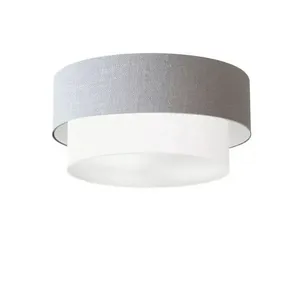 Plafon de Teto Md-3017 Duplo Cilíndrico de Sobrepor com Cúpula em Tecido rústico-cinza-branco Vivare Brasil Iluminação Plafon de Teto Md-3017 Duplo Cilíndrico com Cúpula em Tecido rústico-cinza-branco Vivare Brasil