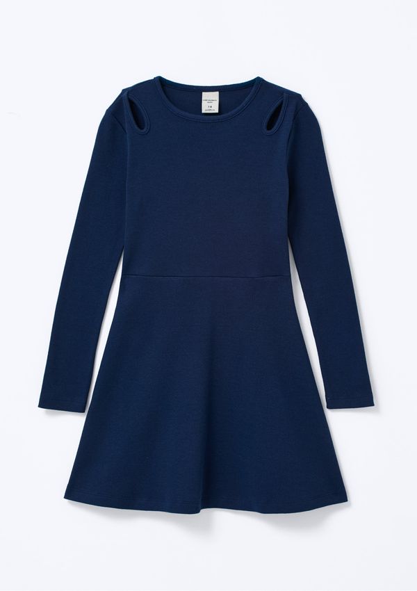Vestido Curto Infantil Em Manga Longa Regular - Azul 012