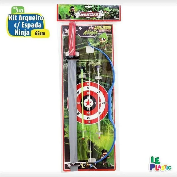 Kit Arqueiro com Espada 65CM Arco e Flechas Brinquedo Infantil Ninja Le Plastic Kit Arqueiro com Espada 65CM Arco e Flechas Ninja Le Plastic