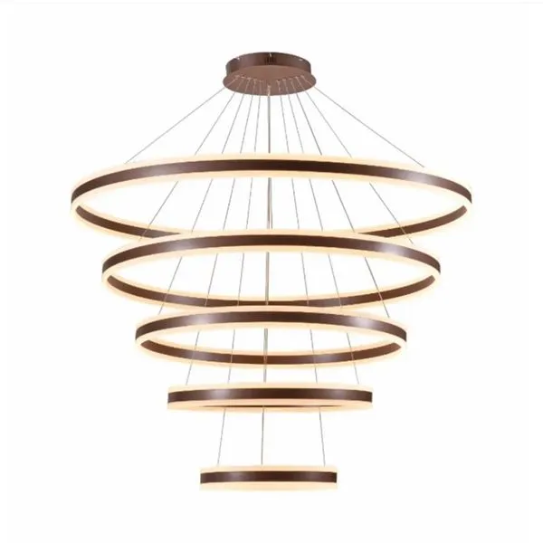 Pendente Dcd03020 com 5 Anéis 40-60-80-100-120CM 500W 3000K 50000LM Autovolt Marrom Casa Chafariz Pendente Dcd03020 com 5 Anéis 500W 3000K 50000LM Autovolt Marrom Casa Chafariz