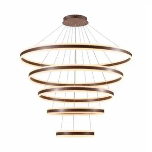 Pendente Dcd03020 com 5 Anéis 40-60-80-100-120CM 500W 3000K 50000LM Autovolt Marrom Casa Chafariz Pendente Dcd03020 com 5 Anéis 500W 3000K 50000LM Autovolt Marrom Casa Chafariz