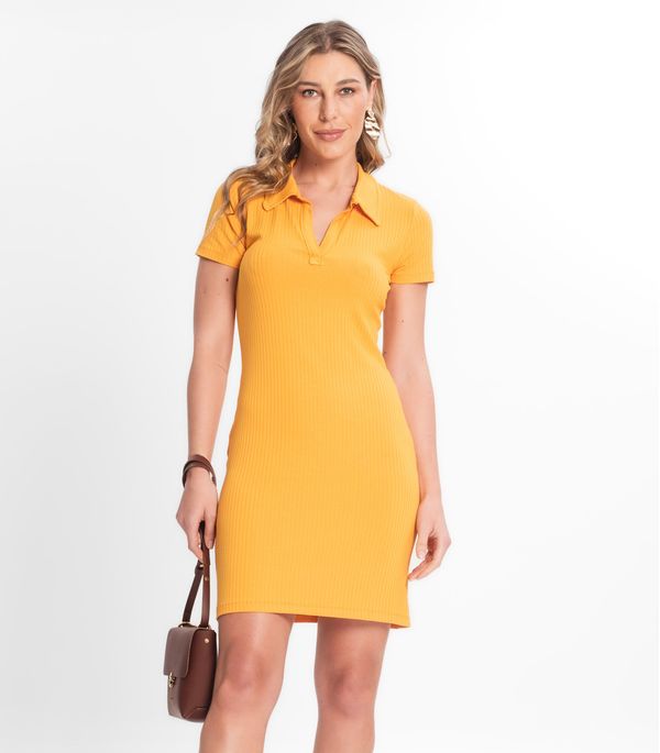 Vestido De Ribana Canelado Feminino Endless Amarelo P