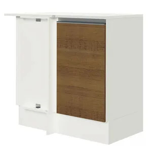 Balcão de Canto Madesa Smart 100% MDF com Tampo 1 Porta Branco/Rustic Cor:Branco/Rustic
