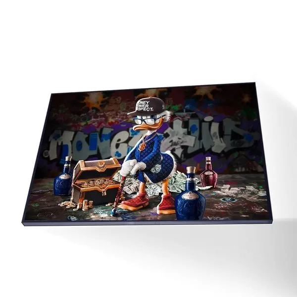 Quadro Tio Patinhas Vinil Sem Vidro Tamanho/moldura 120x80 Caixa Cor Preta
