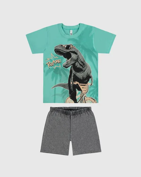 Pijama Infantil Menino Estampa Dinossauro Em Algodão Malwee Kids Verde - 1