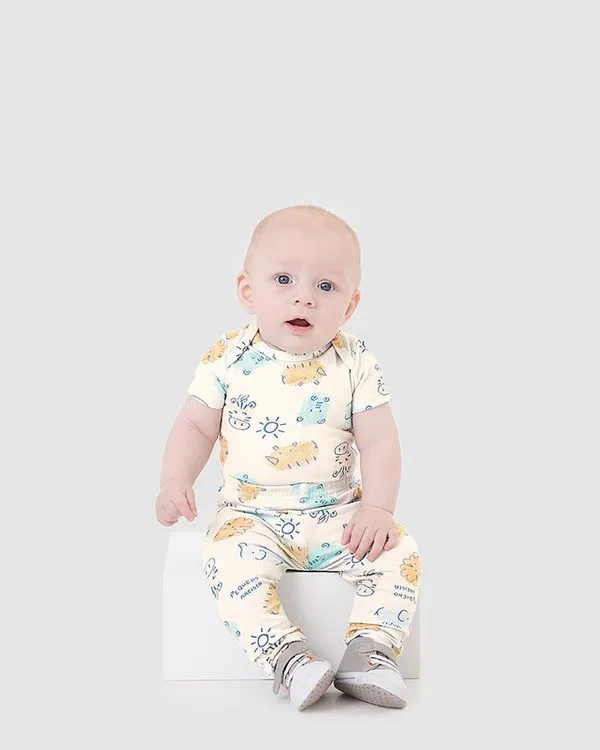 Calça Bebê Menino Cintura Com Elástico Em Algodão Malwee Kids Off White - 18M