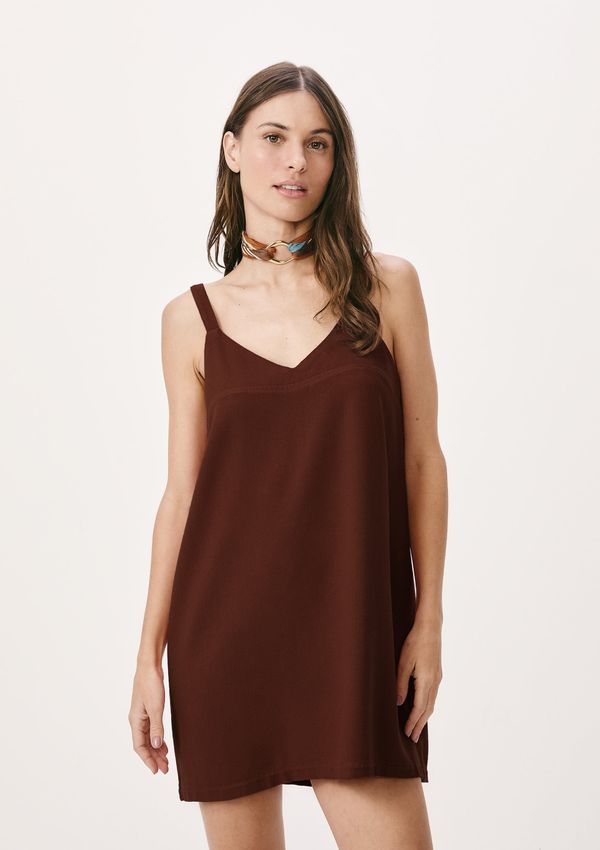 Vestido Curto Em Viscolinho Estonado - Marsala P