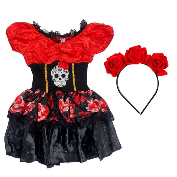 Fantasia Infantil Caveira Mexicana Ione E Eduardo Tamanho GG 8/9 Anos (MP)