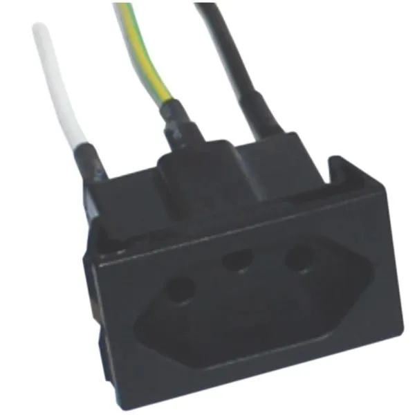 Tomada de Painel com Cabo 20A 250V Preto - S8629 - STECK