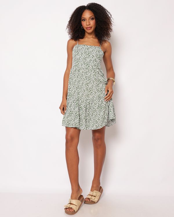 Vestido Feminino Curto Viscose Berry & Co. Estampado Verde GG