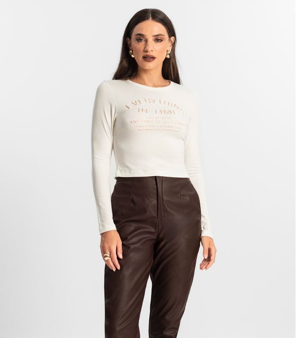 Blusa Feminino Manga Longa Endless Bege G