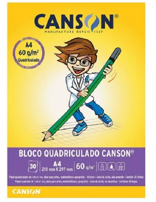 Bloco Desenho A4 30 Folhas 60g Quadriculado
