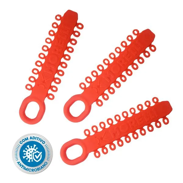 Elástico de Ligadura Modular com Antimicrobiano Morelli Laranja-Coral