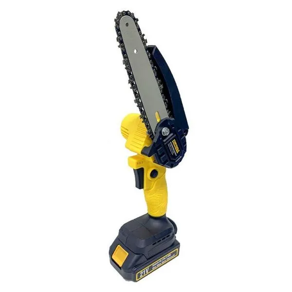 Mini Motosserra Elétrica 6'' com Bateria Recarregável 21V 2.0AH sem Fio para Podas e Corte de Galhos Startools Mini Motosserra Elétrica 6'' com Bateria de Lítio 21V 2.0AH Leve para Podas e Pequenos Troncos