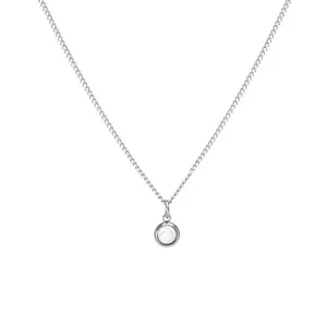 Colar Star White de Aço e Pedra Natural Jaspe Branca Prata Único