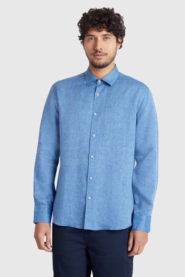 Camisa Manga Longa Slim em Linho Irlandês Indigo - M