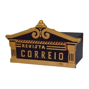 Caixa de Correio Ouro Fino Detras 20x40x15cm Alumínio Fundido e Chapa de Aço Dourado Metalmig Caixa de Correio Ouro Fino Detras 20x40x15cm Alumínio Dourado Metalmig